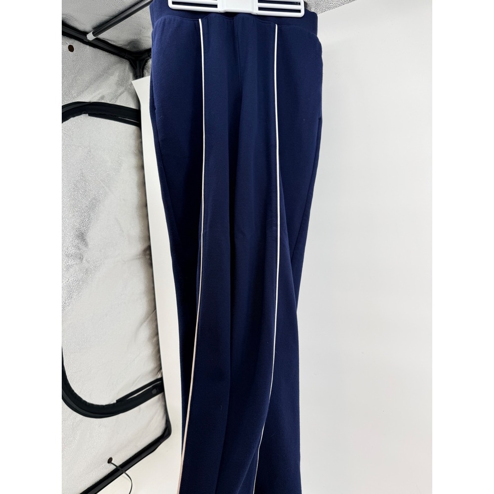 Spanx AirEssentials Wide Leg Track Pants Midnight Navy White Piping Large
